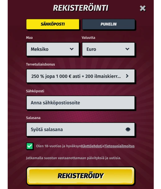 Rekisteröityminen